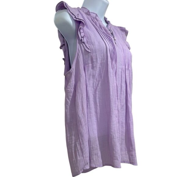Nanette Lepore Lavender Ruffle Trim Pleated Sleeveless Blouse Women’s Size L - Picture 4 of 6